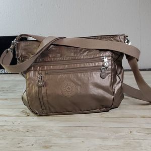 Kipling Elody Crossbody Purse Bag Pocketbook Sparkly Gold Tons‎ of Pockets